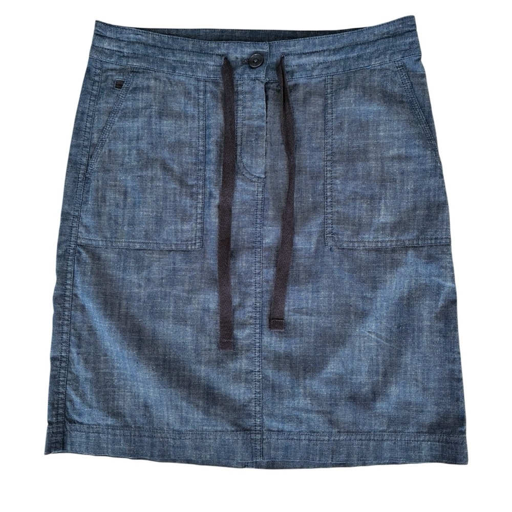 Talbots Blue Chambray Drawstring Skirt with Pockets, 100% Cotton Size 4